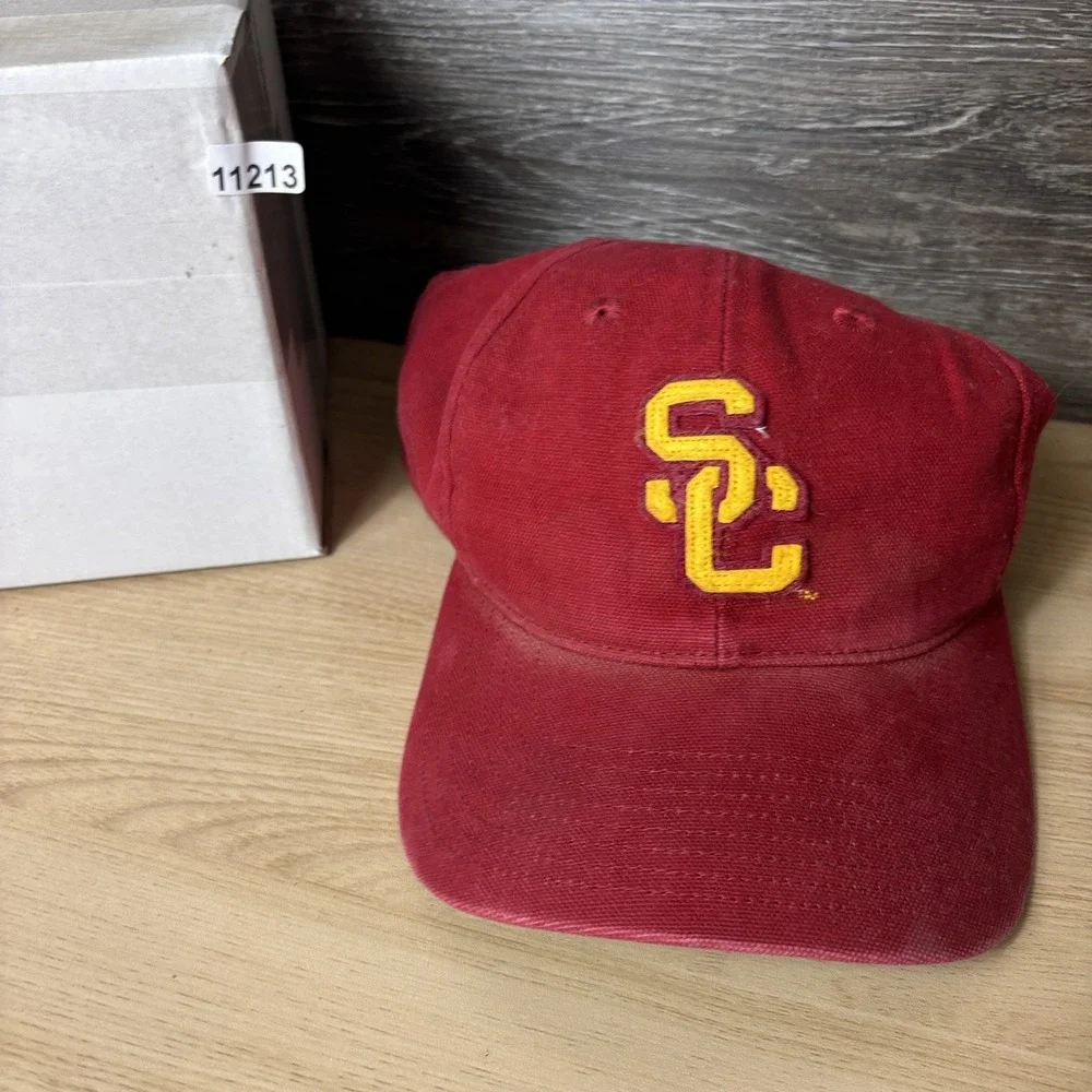 Vintage USC Trojans Hat Cap Strap Back Red Yellow NCAA Football Nike College